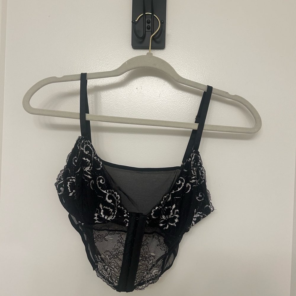 Urban Outfitters Black and White Lace Bra